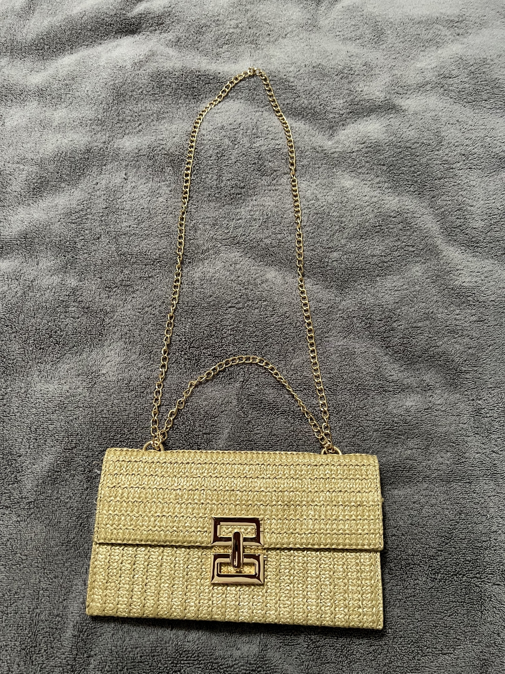 Gold Chain Straw Shoulder Bag